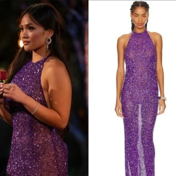 Clarisse Purple Sequin Dress - Picture 2 of 10